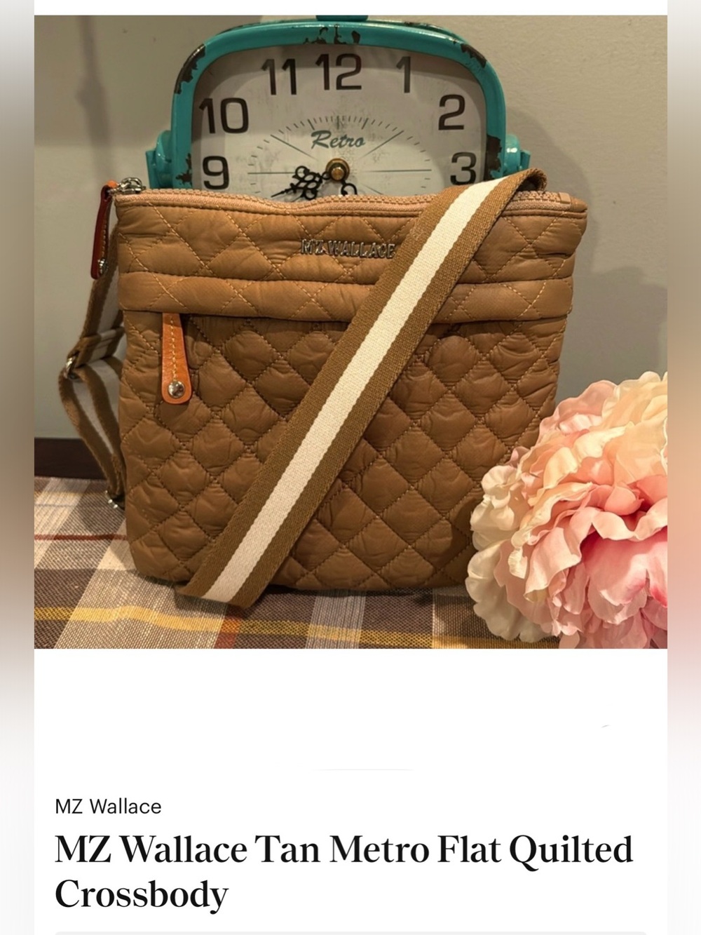 MZ Wallace Tan Metro Flat Quilted Crossbody Bag - Picture 2 of 10